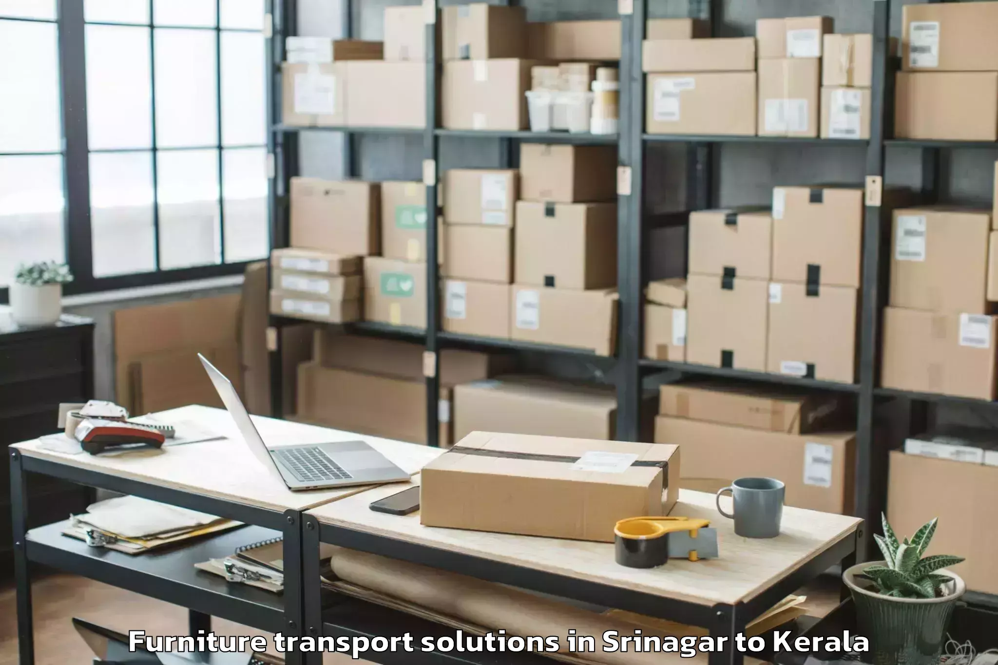 Reliable Srinagar to Shoranur Furniture Transport Solutions